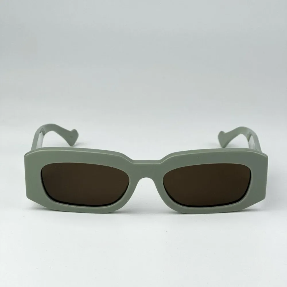 NEW Gucci GG1426S 004 Solid Sage Brown Unisex Rectangle Sunglasses GG 1426S